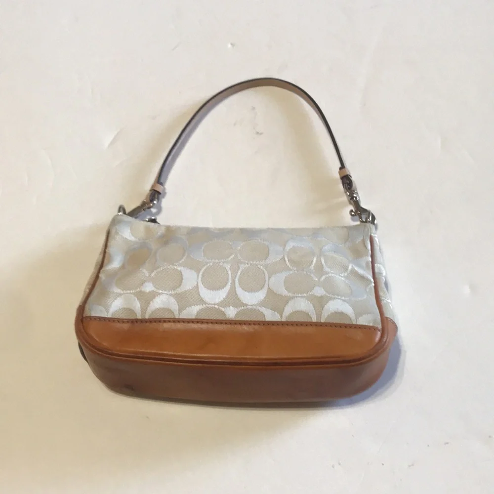 Rare Coach Y2K Demi Signature Monogram Mini Bag Vintage Baguette White Ivory 00‘ - Picture 3 of 17